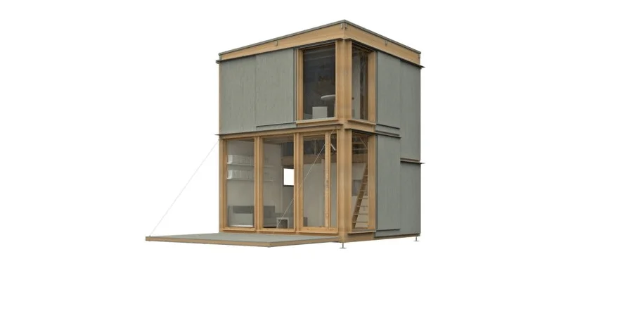 Minicasa de Madera 3×3+2A