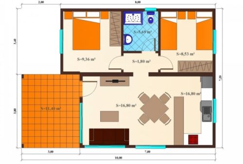 Casa Prefabricada Tipo Cubo de 65m2 54891