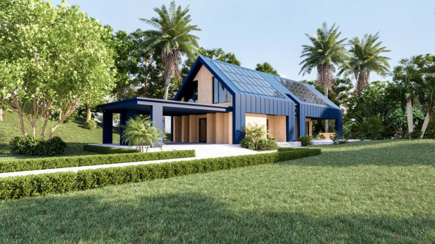casa ecológica con jardín