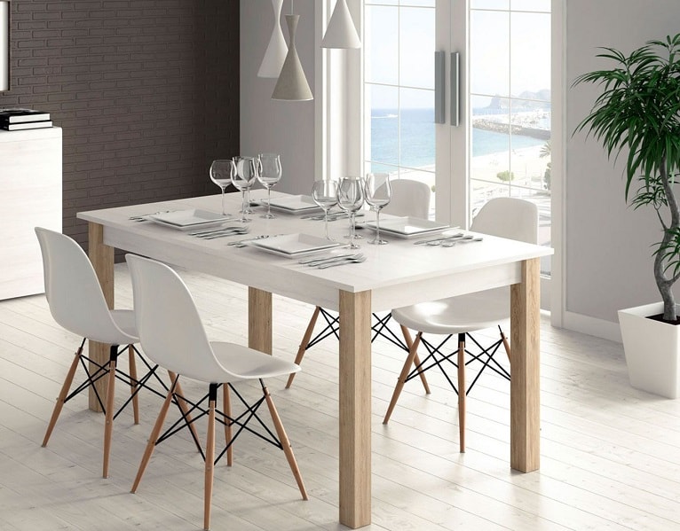 mesa-blanca-madera-salon-comedor