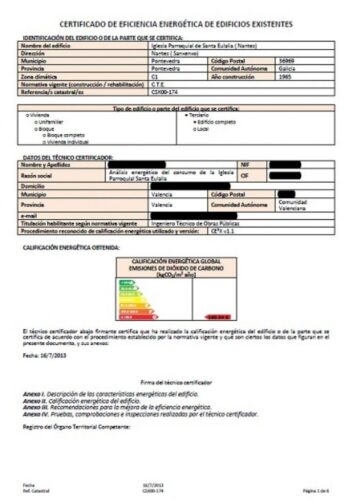 Certificado Energético Iglesia Parroquial Nantes 37445