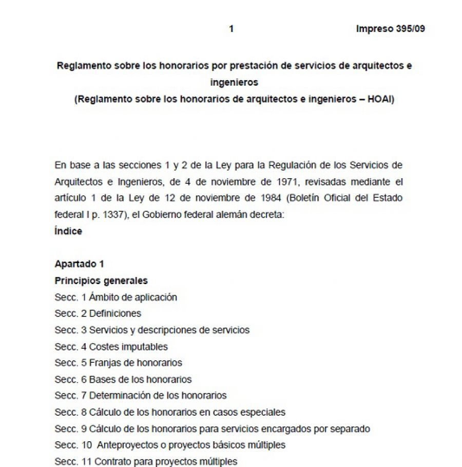 Reglamento sobre los Honorarios por Prestación de Servicios de Arquitectos e Ingenieros 37516