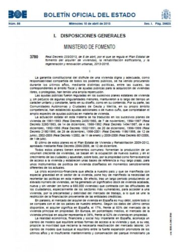 RD 233/2013 Plan de Vivienda 2013-2016 37882