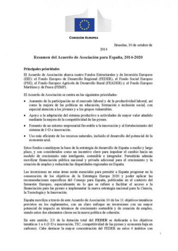 Acuerdo de Asociación para Ayudas: Comisión Europea 38379