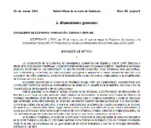 Nuevo Plan Estratégico de Eficiencia Energética BOJA 37830